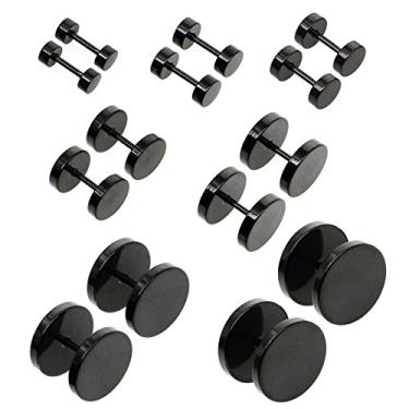 Imagem de Awinrel Brincos masculinos e femininos de 4 mm-14 mm, plugues falsos, ilusão de trapaceiro, alargadores de orelha, túnel 7 pares, Metal