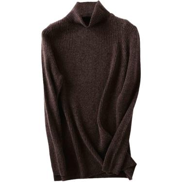 Imagem de Suéter De Gola Alta De Lã Para Mulheres Quente E Macio Tricotado Pulôver Feminino, Flower Blue, XL