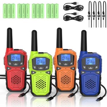 Imagem de Walkie Talkies para adultos - Rádio WokTok de longo alcance bidirecional, baterias AA recarregáveis de 3000 mAh para acessórios de caminhada, equipamento de acampamento, aniversário de Natal, cabo de