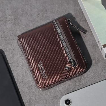 Imagem de Carteira moderna para homens, carteiras masculinas dobráveis portáteis com 2 bolsos com zíper para guardar moedas, carteira de cartão de visita de grande capacidade com 2 compartimentos para dinheiro