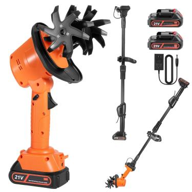 Imagem de Aparelho de Arado Manual Sem Fio 21V Cultivador Elétrico para Jardim Rotavator 235RPM 4 Linhas Dentes com 2x1 5Ah Baterias Carregador Cultivo do Deserto Abertura Valas Esfacelamento