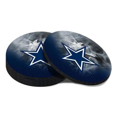 Imagem de Lawintt Conjunto de 4 porta-copos para bebidas, porta-copos para mesa de centro e mesa, base de borracha antiderrapante com design de cor azul e branca para fãs de futebol, base de borracha