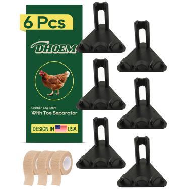 Imagem de DHOEM 6 Pçs talas de perna de frango preto, tratamento para os pés bumble, para todos os estágios de crescimento, tala ajustável para pés quebrados, osteoartrite, dedos curvados, pernas abertas