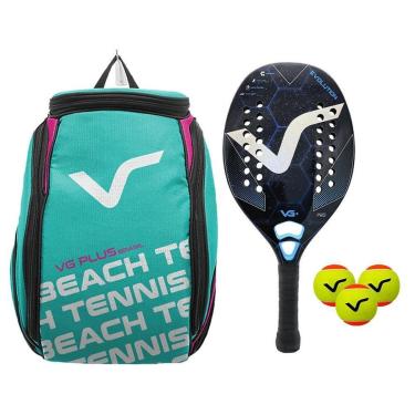 Imagem de Kit Com Raquete Beach Tennis Evolution Kevlar Carbon, 3 Bolas E 1 Mochila De Transporte Vg Plus-Unissex