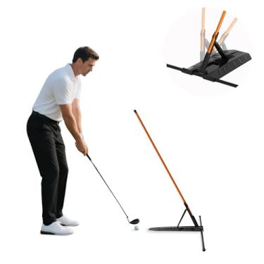 Imagem de tzvvi Suporte de vara de alinhamento de golfe, equipamento de ensino de auxílio de treinamento de golfe para mirar, para mirar, colocar, treinador de swing completo, corretor de postura, treinador de