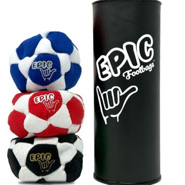 Imagem de Epic Footbags Gift Set, 3 Standard Foot Bag Balls for Adults and Kids, Black White/White Red/White Blue