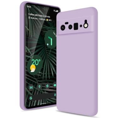 Imagem de Btstring Capa para Google Pixel 6 Pro, capa de silicone de alta qualidade, capa de telefone de corpo inteiro com toque sedoso e macio, forro de microfibra macio resistente a arranhões (roxo claro)