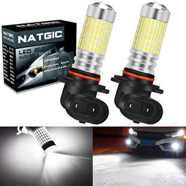 Imagem de NATGIC Lâmpadas LED 9006 HB4 super brilhantes 3000LM 3014SMD 144-EX Chipsets com projetor de lente para faróis de neblina, lâmpadas de condução automotiva, luzes diurnas, branco xênon (pacote com 2)