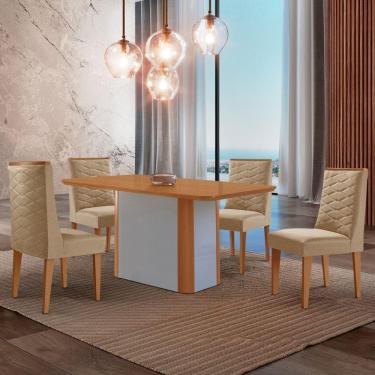 Imagem de Mesa De Jantar Isadora 120cm Tampo Mdf Laminado Turim 07 Naturale Off White