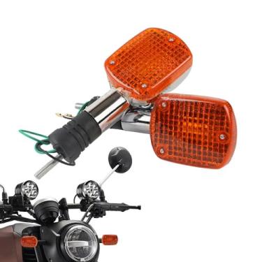 Imagem de Luz traseira de motocicleta | 2 luzes de seta de parada de motocicleta | Lâmpada traseira modificada vintage de 8 mm de comprimento para Cruiser, Scooter