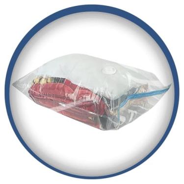 Imagem de Kit 10 Sacos Organizador a Vácuo, 40x60 cm, Sistema de Vedação com Zíper Hermético, Redução de Volume até 80%