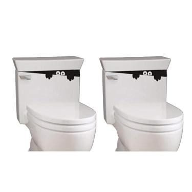 Imagem de Adesivo removível para decoração de assento de banheiro Monstro 3D Blalck 3D adesivo removível decalque de tampa de vaso sanitário decalques