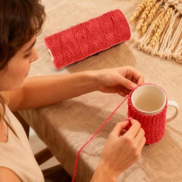 Imagem de Corda de juta de 100 m para artesanato faça você mesmo, corda feita à mão para projetos de tecelagem, embrulho, jardinagem e decoração de casa