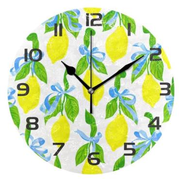Imagem de GakkiGii Lemon Relógio de parede silencioso sem tique-taque, relógio moderno operado por bateria para escritório em casa, cozinha, quarto - fácil de ler