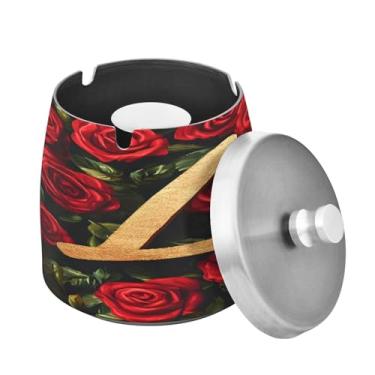 Imagem de Blueangle Cinzeiro de Dia dos Namorados com tampa para cigarros, à prova de vento/chuva, aço inoxidável, sem fumaça, inodoro, cinzeiro para uso interno ou externo (129)