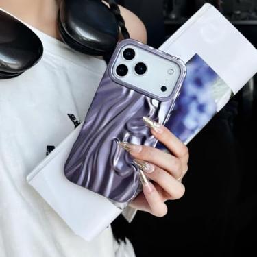 Imagem de Capa de celular luxuosa com textura amassada para iPhone 17 Air, 17, 16e, 15, 14 Plus, 13, 12, 11 Pro Max, cor sólida fosca, capa protetora, roxa, para iPhone 16e