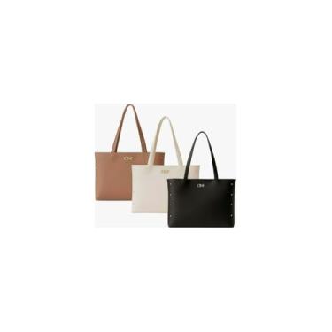 Imagem de Kit 3 Peças Bolsa Feminina Estilo Tote, Couro Sintético, Preta, com Alça Trançada, Bolsa Transversal e Necessaire, 43x30x11 cm