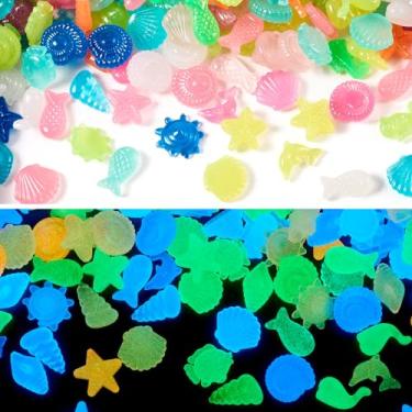 Imagem de 300 peças de animais marinhos brilhantes para decoração de aquário, mini figura marinha luminosa para aquário de peixes, jardim, decoração interna