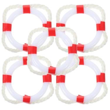 Imagem de HOMSFOU 5 peças mini boia salva-vidas kit de praia micro decorações de paisagem boia salva-vidas em miniatura bóia salva-vidas ornamento marinho estátua decoração boia anel ornamentos