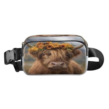 Imagem de CEBUGI Pochetes de caminhada para homens e mulheres, pochetes modernas de vaca Highland de Halloween, resistentes à água, com cinto ajustável para treino, viagem, corrida