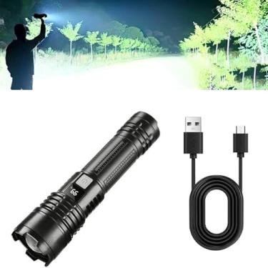 Imagem de KagoLing Lanterna Tática 1800 Lumens Super Potente Recarregável 3 Modos Ajustável Zoom Longo Alcance Mais Resistente à Água Lanterna LED Para Acampamento Caminhada Pesca EmergêNcia