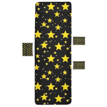 Imagem de STAYTOP Linda capa de toalha de cadeira de descanso com estrelas amarelas, capa macia para espreguiçadeira, capas de cadeira de praia com bolsos para jardim, pátio, pátio, banhos de sol, gramado, 215