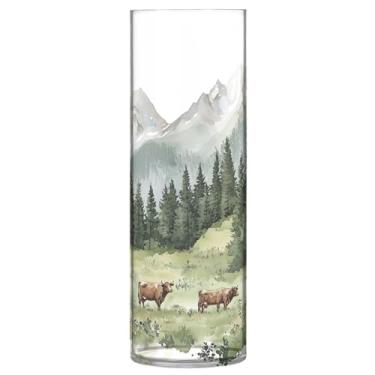 Imagem de xigua Vaso transparente de árvores verdes e pinheiros para decoração de casa, vaso de plástico de flores para sua cozinha, quarto, escritório, sala de estar, banheiro