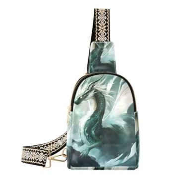Imagem de CEBUGI Bolsa tiracolo feminina Dragon pequena de couro, pochete transversal para trilhas, viagens ao ar livre