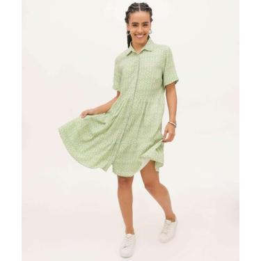 Imagem de Vestido Feminino Chemise Estampado Manga Curta Marisa-52000, Verde, M