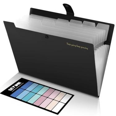 Imagem de SKYDUE Pasta de arquivo expansível com 8 bolsos, organizador de arquivos sanfonados, organizador portátil de documentos de recibos, pasta de arquivamento tamanho carta material de escritório escolar