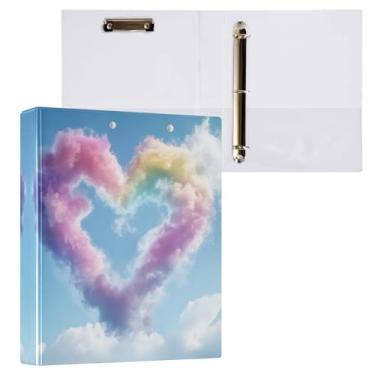 Imagem de STAYTOP Organizador de fichário de coração de amor arco-íris, fichário de 3 anéis com prancheta (carta A4), fichário fofo para material de escritório escolar