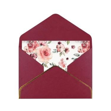 Imagem de SKKNT Cartões comemorativos com estampa de flores de rosas desabrochando para todas as ocasiões, convites de festa de aniversário de casamento, 12,7 x 15,2 cm