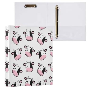Imagem de STAYTOP Organizador de fichário redondo de vaca com desenho fofo, fichário de 3 anéis com prancheta (carta A4), fichário fofo para material de escritório escolar
