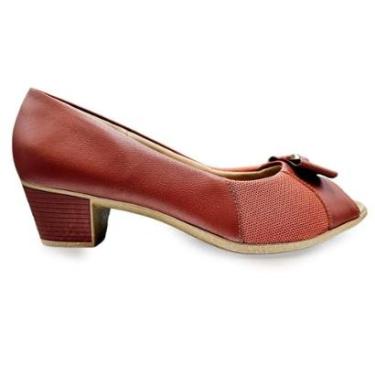 Imagem de Sapato Usaflex Peep Toe Couro Indicado para Joanetes-Feminino