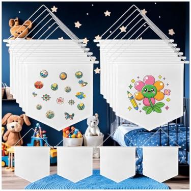 Imagem de TTXXLL 16 faixas de tela em branco 27,5 x 30 cm, 340 g arte de pendurar na parede em tela para decoração de quarto de crianças faça você mesmo, faixas de exibição de parede com alfinetes esmaltados