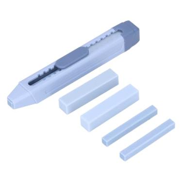 Imagem de Borracha de lápis de ponta dupla estilo push pull kit de borracha de desenho artístico com 4 borrachas de reposição para estudantes artistas azul rosa ABS TPU material de PVC (4 núcleos de