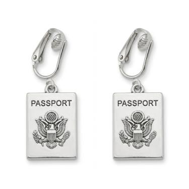 Imagem de Aloha Earrings Brincos pendentes de viagem com clipe em tom prateado não perfurado, One Size, Metal, Sem pedra preciosa