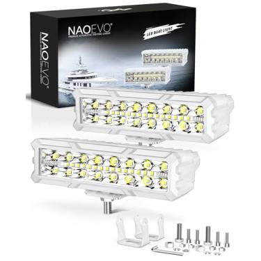 Imagem de NAOEVO Luzes LED à prova d'água, barra de luz LED marítima de 15 cm, combo spot flood de 50W 4000LM para caminhão barco, quadriciclo, carrinho de golfe UTV, pacote com 2 (branco)