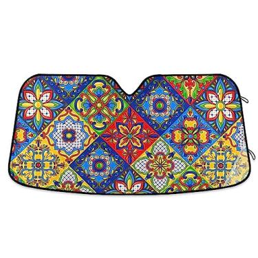 Imagem de Toldo de cerâmica mexicano Talavera para para-brisas de carro, cobertura de para-brisa, para-sol para carro, caminhão, SUV