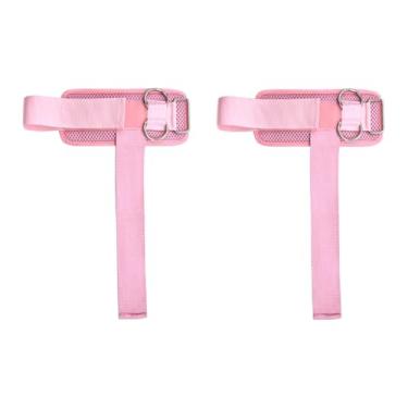 Imagem de KiBcsLic Conjunto de 2 faixas de pulso para levantamento de peso com argolas duplas em D, equipamentos de ginástica, faixas de pulso acolchoadas para, Rosa 31.5x17cm