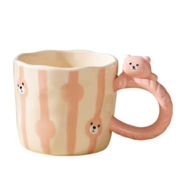 Imagem de Caneca de cerâmica animal de alívio de urso de desenho 3D - estatueta esculpida feita à mão de 368 g xícara de café bonita, presente exclusivo para aniversário, Natal
