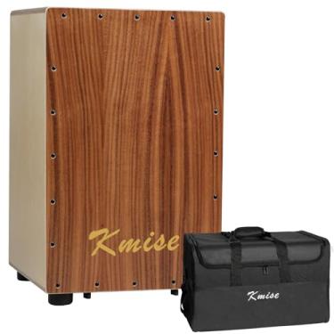 Imagem de Kmise Caixa de tambor cajon portátil, 29 x 30 x 48 cm, caixa ajustável, madeira sólida de acácia e bétula, presente de instrumento de percussão para adultos e crianças, com bolsa de transporte, para