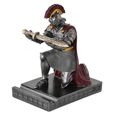 Imagem de CYXStar Porta-canetas Roman Praetorian Prefect Warrior Knight Ornamento de Resina Guarda Pretoriana Suporte de telefone celular Acessórios de mesa e organizador para escritório com abridor de cartas