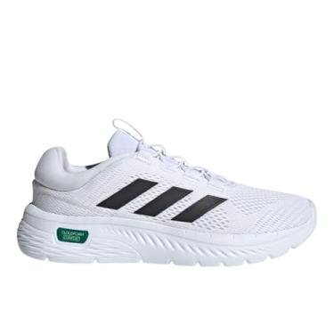 Imagem de adidas Cloudfoam Tênis masculino confortável de renda elástica, Branco/preto/verde universitário, 40