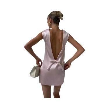 Imagem de Vestido Mini Sem Mangas Com Costas Descobertas E Laço Para Mulheres, E
