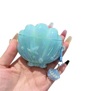 Imagem de GCVXRUD Capa para Airpods Pro 2ª geração, linda concha brilhante compatível com Airpods Pro capa de fone de ouvido com pingente de concha