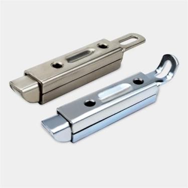 Imagem de Fechaduras Fivelas Ferragens Aço Inoxidável Deslizante Trava Deslizante Trinco Antiquado Pino de Porta Bidirecional 1 Pç (Ferro, Curvado)