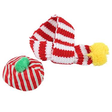 Imagem de ZJchao Conjunto de Chapéu e Cachecol para Cachorro, Linda Roupa de Malha para Animais de Estimação Com Faixa Elástica Ajustável para Cães Pequenos, Médios e Grandes, Fotos de Família (M)