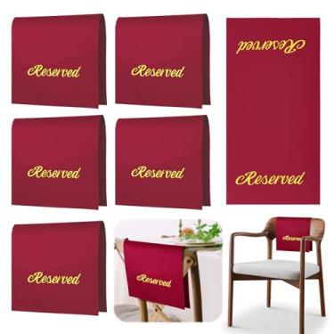 Imagem de 6 peças de placas reservadas para cadeiras de igreja banco reservado com palavras impressas para casamentos, celebrações, recepções, igreja ou evento (clarete, 6 peças)