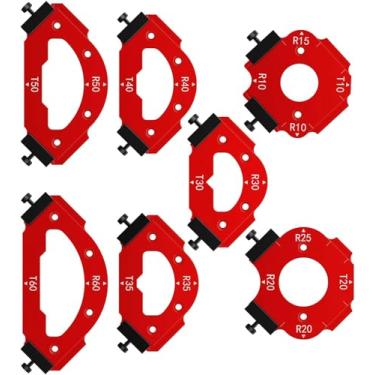 Imagem de 7 peças de gabarito de raio de canto do roteador, modelos de roteador gabarito de raio 3 em 1 de liga de alumínio, R10 R15 R20 R25 R30 R35 R40 R50 R60 T10 T20 T30 T35 T40 T50 T60 Uso Com mesa de
